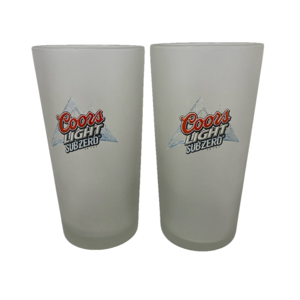 Set of 2 COORS LIGHT Frosted 14 oz Subzero The Silver Bullet Beer Glasses AB